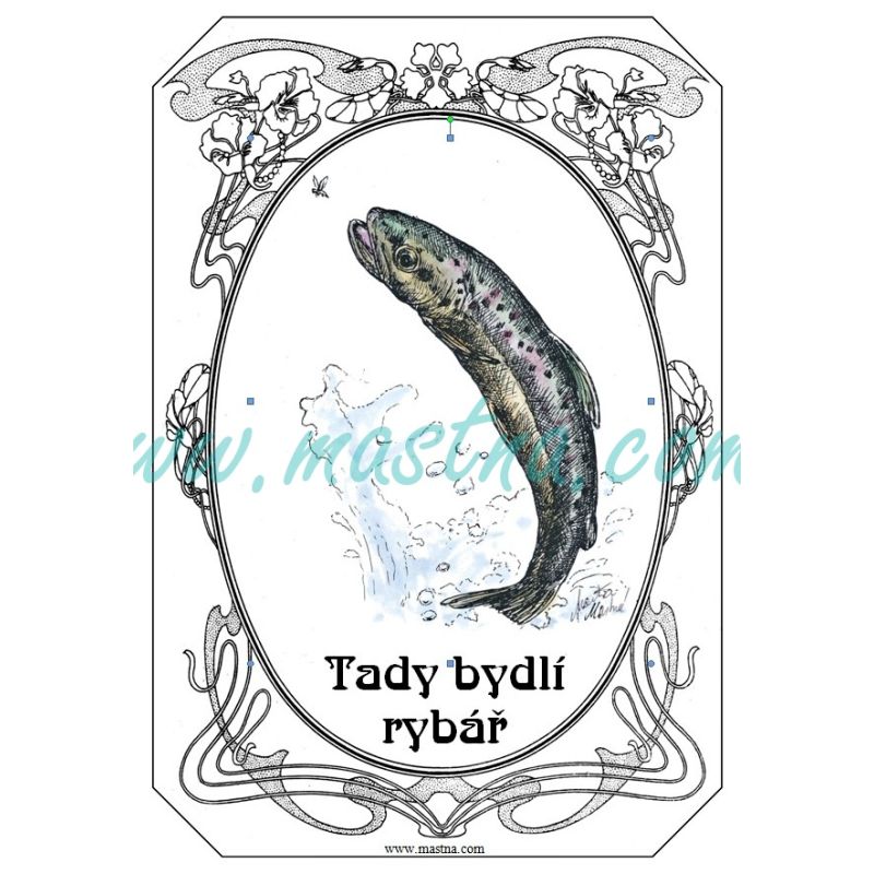 Cedulka pstruh, rybář