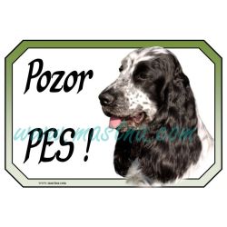 Kokršpaněl bělouš cedulka pozor