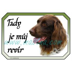 Ohař německý dlouhosrstý bělouš, cedulka revír