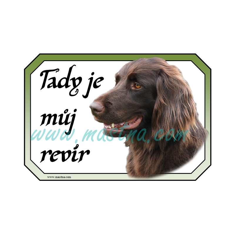 Ohař německý dlouhosrstý hnědák, cedulka revír