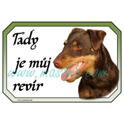 Jagdteriér, německý lovecký teriér, cedulka pozor