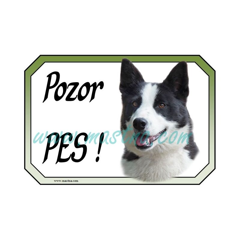 Karelský medvědí pes, cedulka pozor