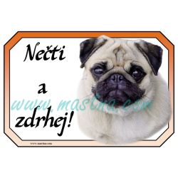 Mops, cedulka zdrhej