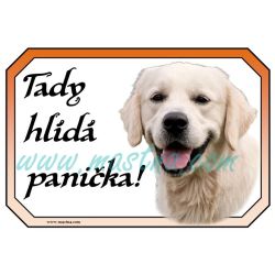Zlatý retrívr, golden, cedulka panička