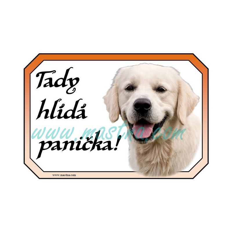 Zlatý retrívr, golden, cedulka panička