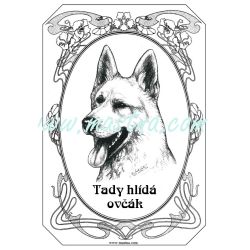 Cedulka švýcarský bílý ovčák ovál