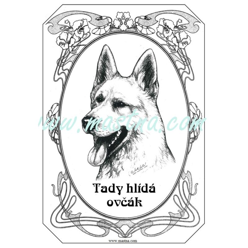 Cedulka švýcarský bílý ovčák ovál