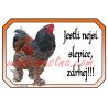 Brahmánka porcelánová, drůbež, kohout, cedulka zdrhej