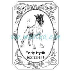 Cedulka foxteriér hladkosrstý secesní 2