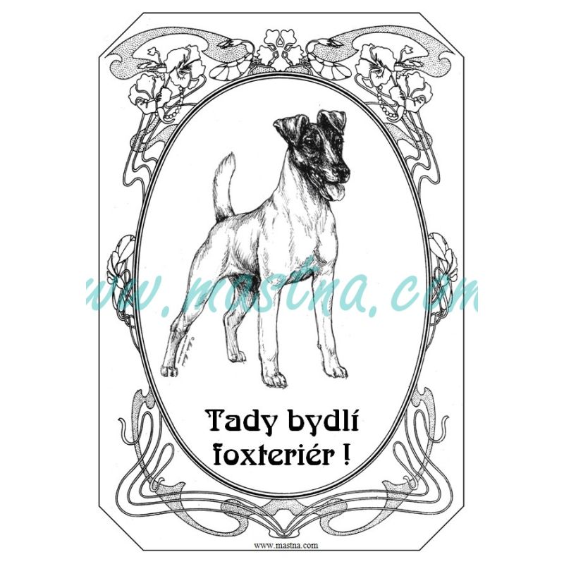 Cedulka foxteriér hladkosrstý secesní 2